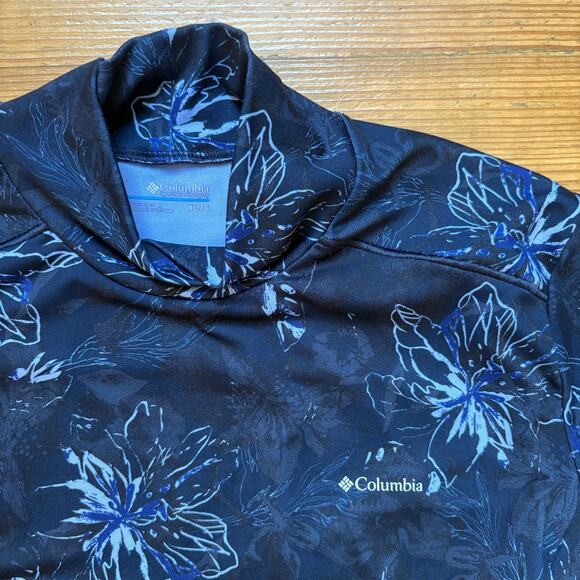 Columbia blue floral long sleeve high neck thermal shirt SIZE XL - Picture 2 of 4
